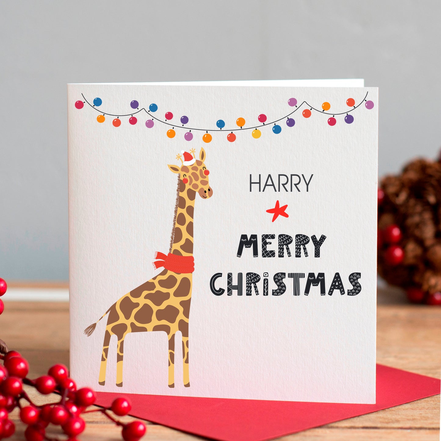Giraffe Christmas Card