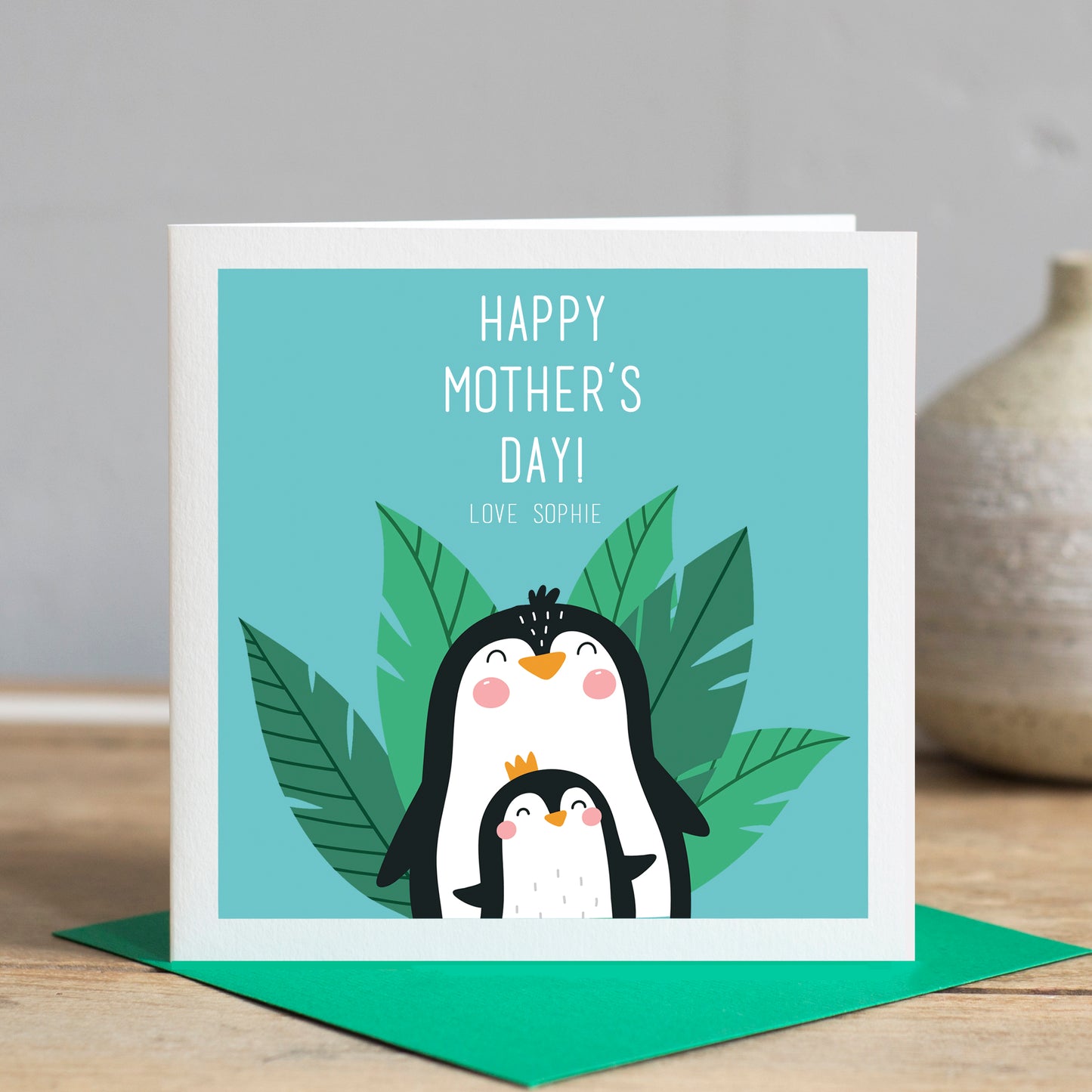 Penguin Mother And Child Card