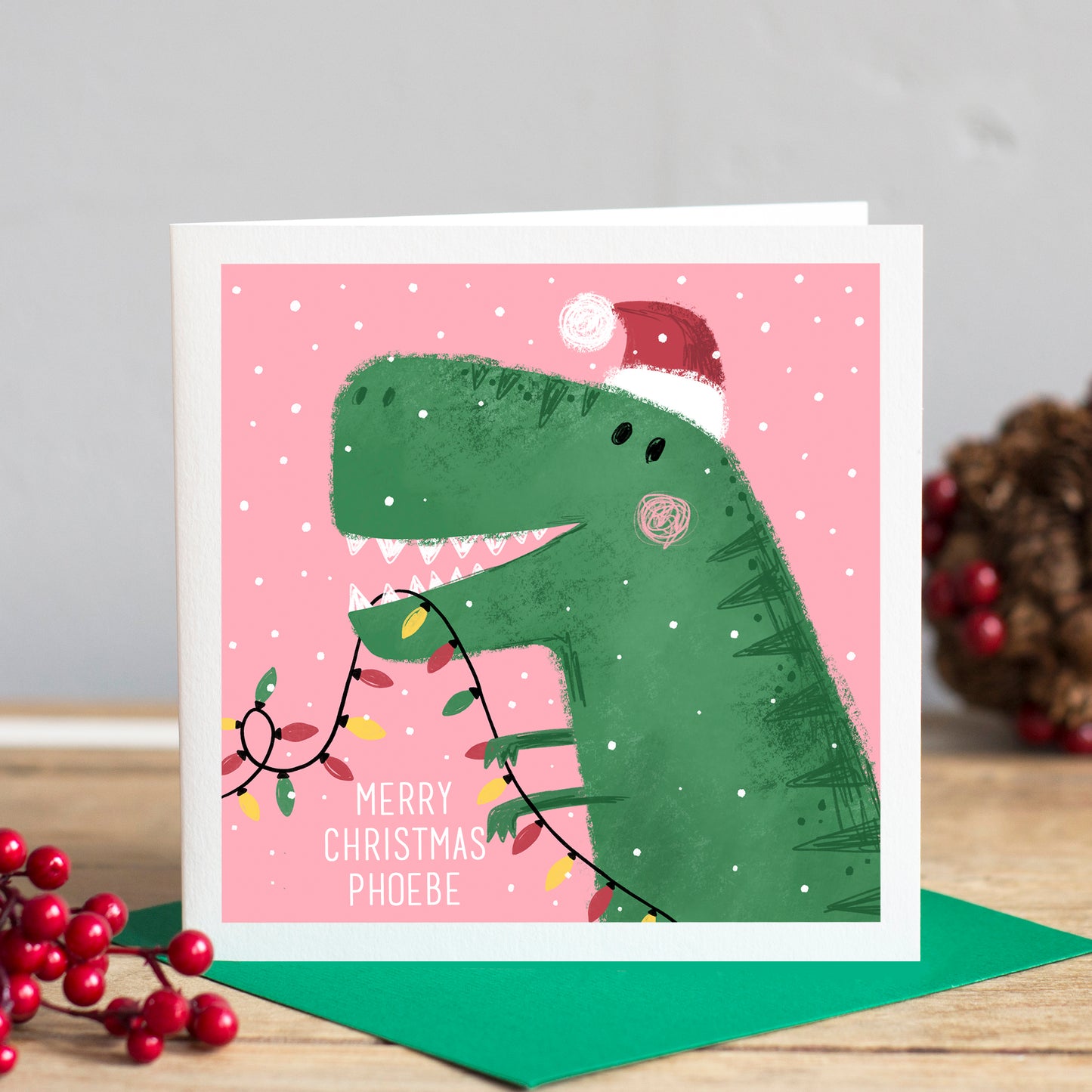 T Rex Christmas Card