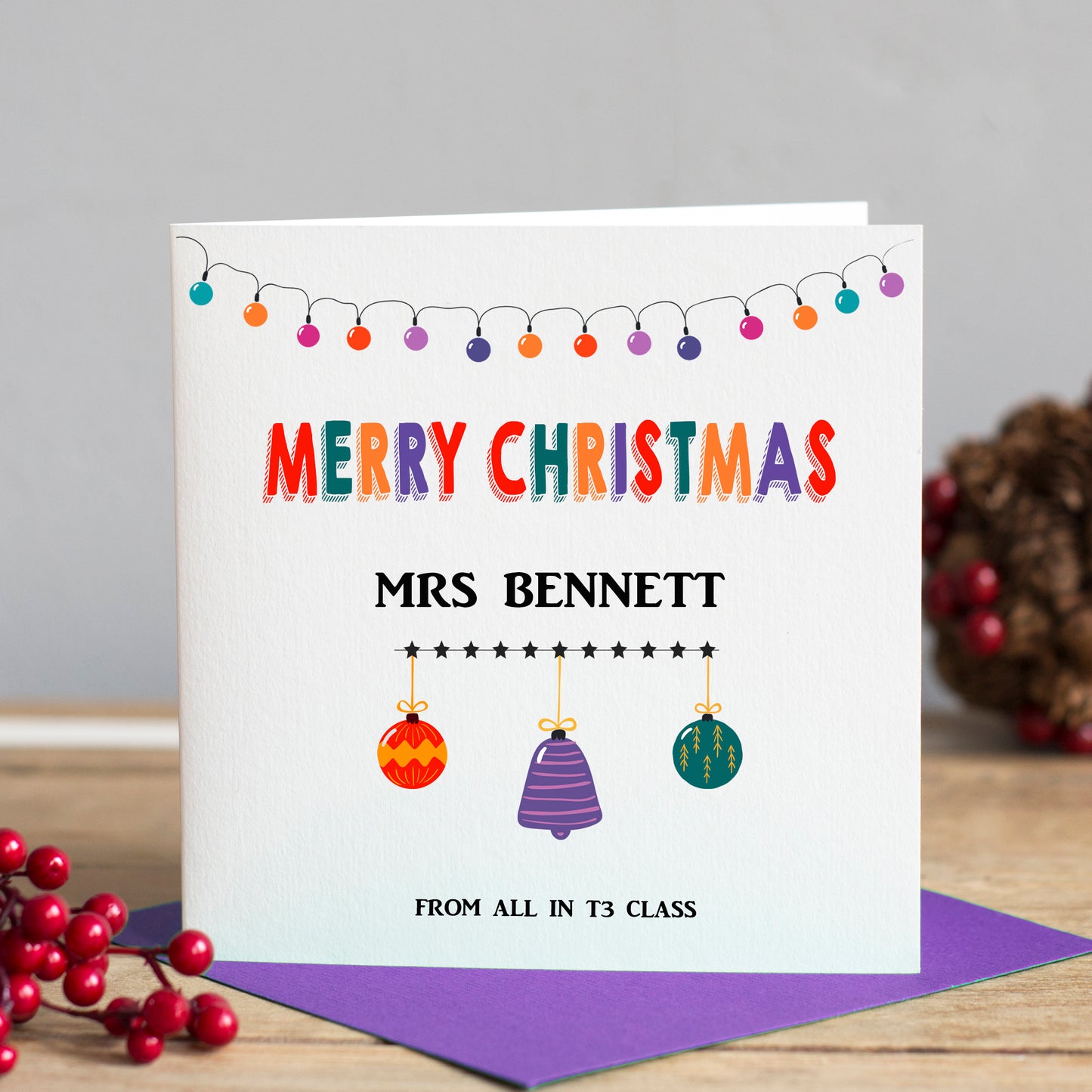 Teacher Christmas Bauble Card