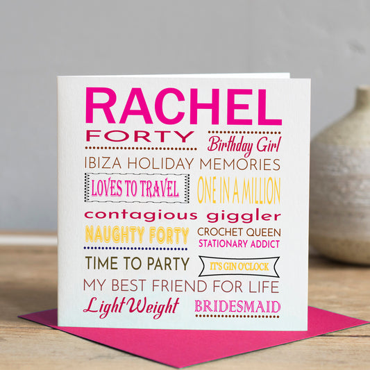 Personalised Words Birthday Card, Any Age