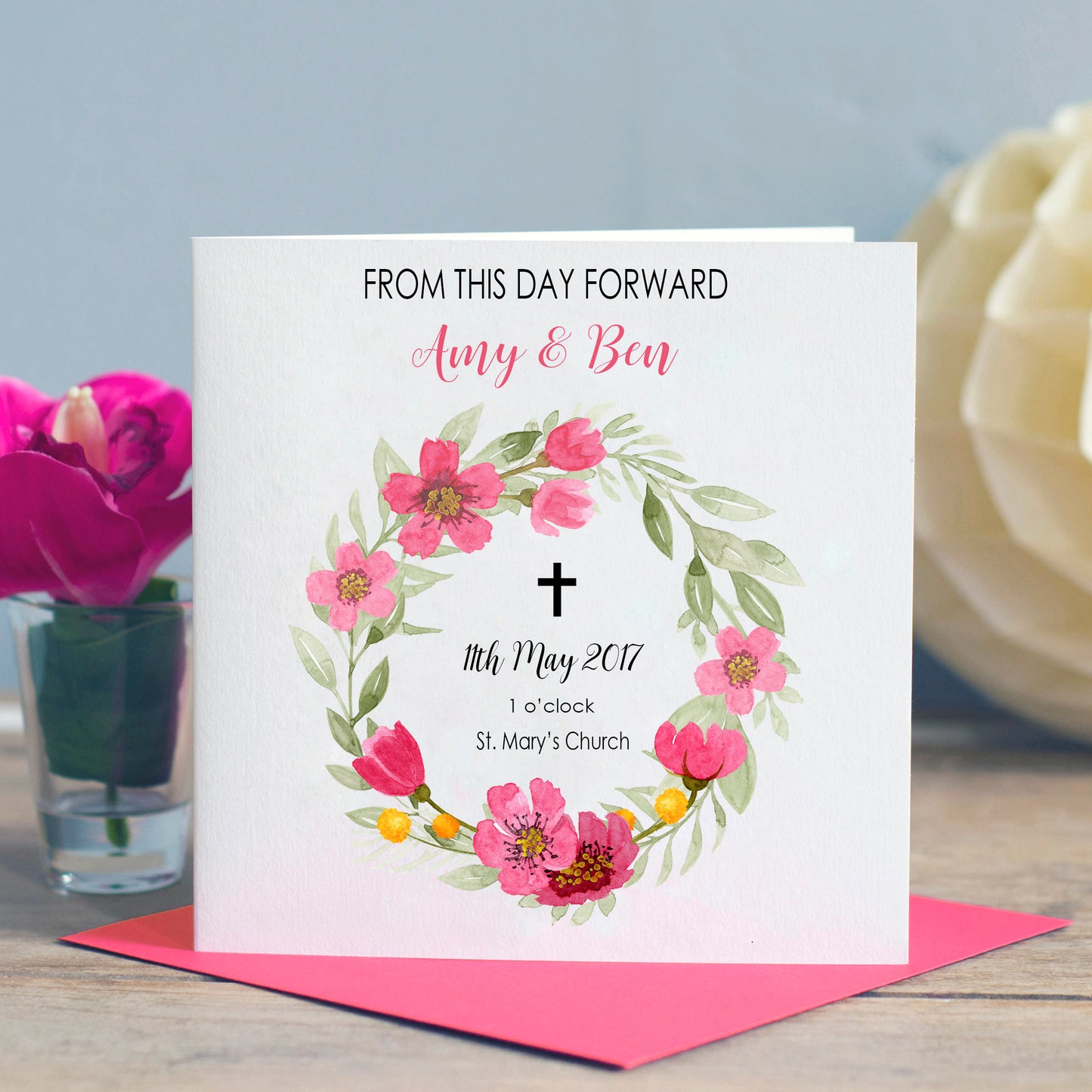 Floral Wreath Wedding Card
