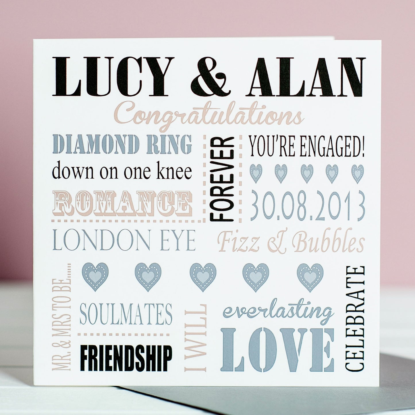Personalised Engagement Card - Word Art