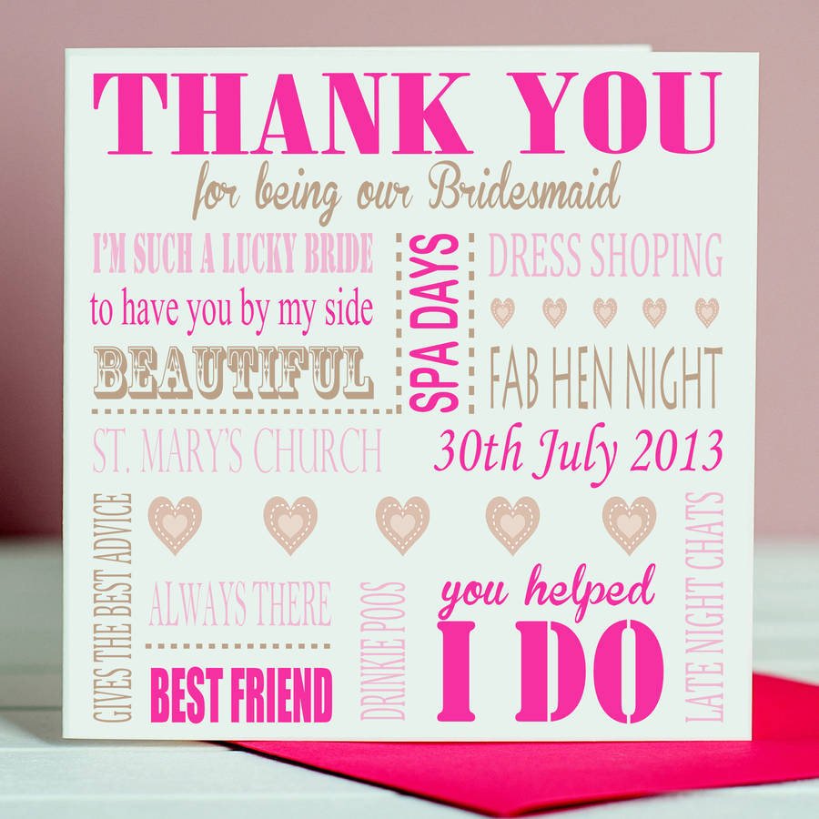 Thank You Bridesmaid Card