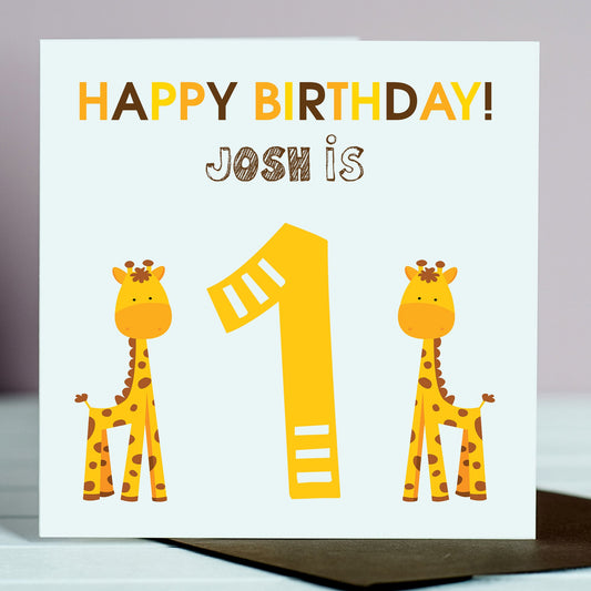 1st Birthday Card - Giraffe