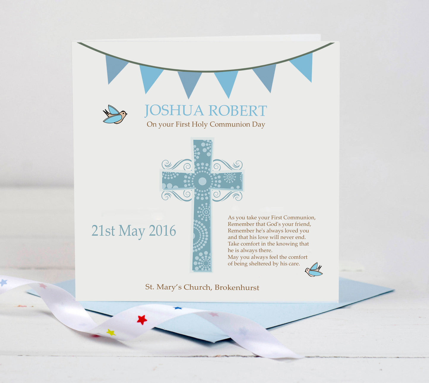 First Holy Communion Card - Blue Cross