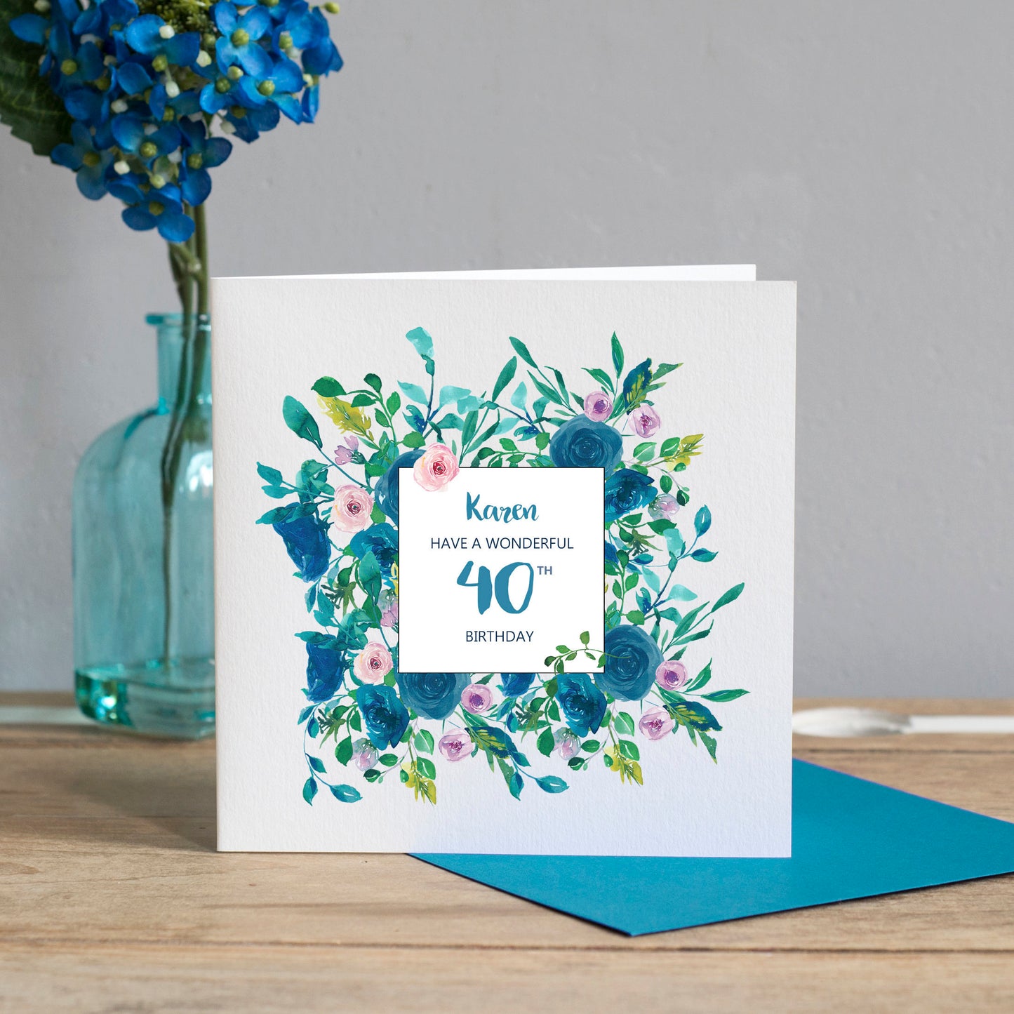 Personalised 40th Birthday Card -Floral