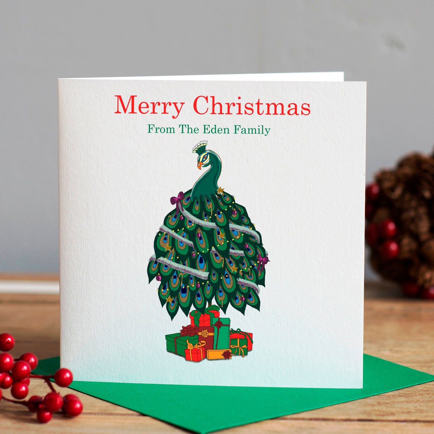 Peacock Christmas Card