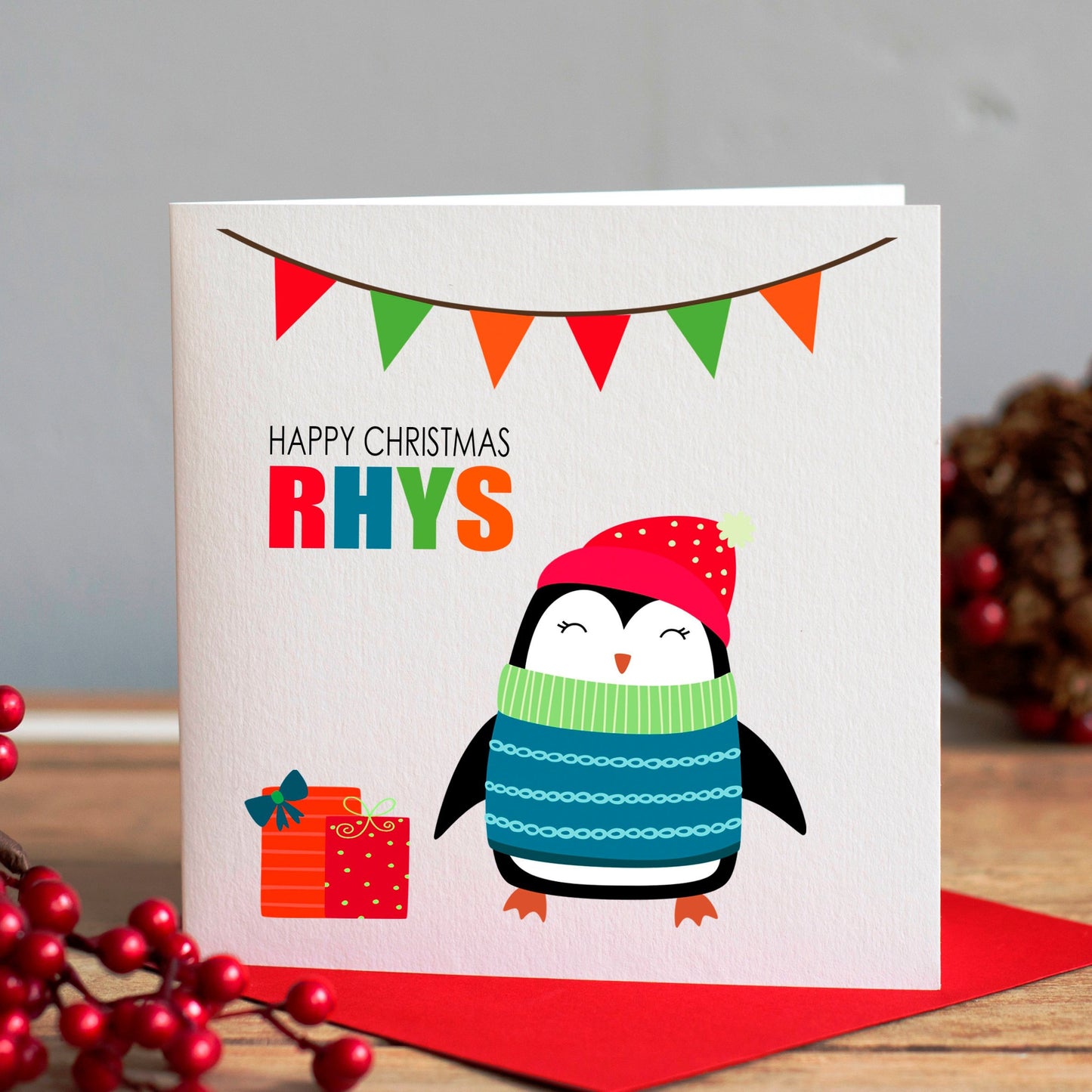 Child's Penguin Christmas Card