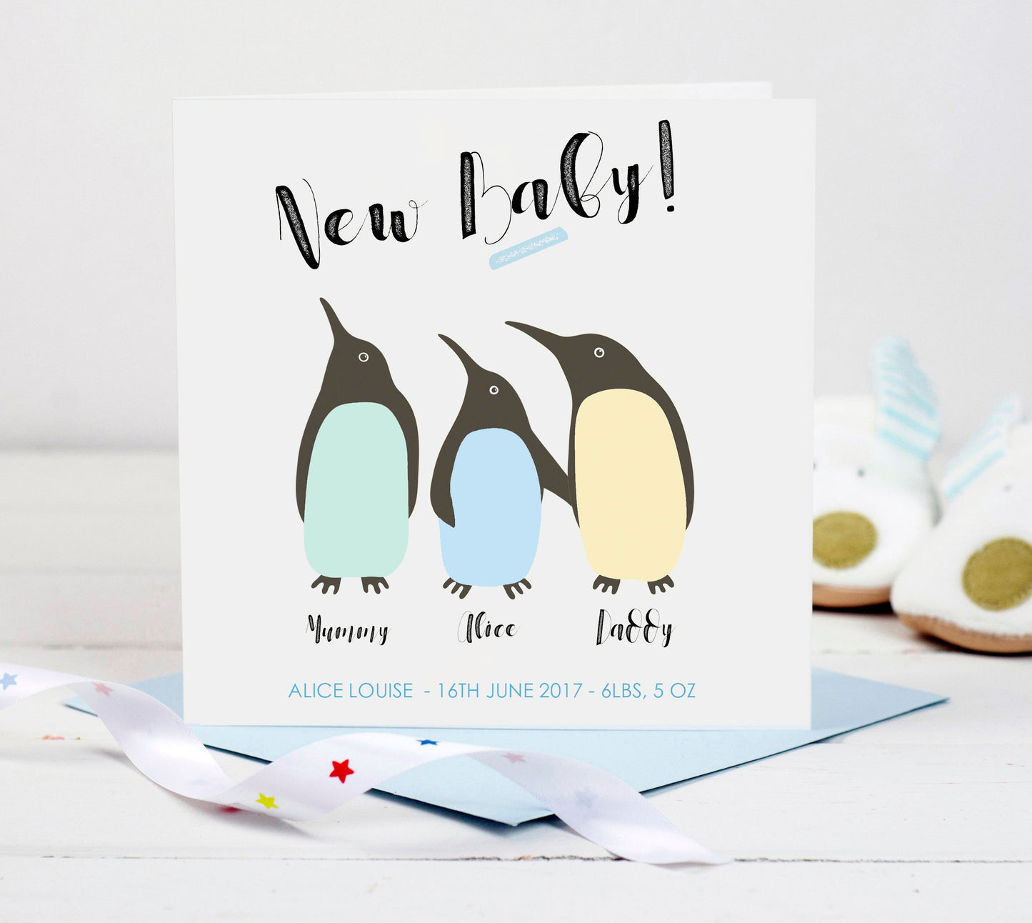 New Baby Boy Card, Penguin