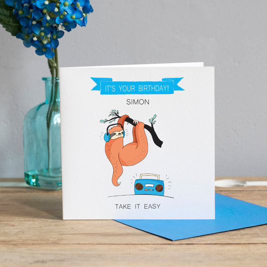 Sloth Birthday Card, Take it Easy