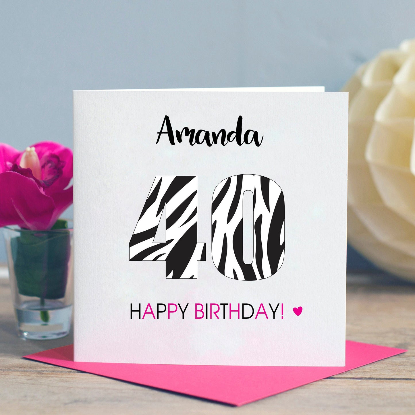 Personalised 40th Birthday Card - Zebra