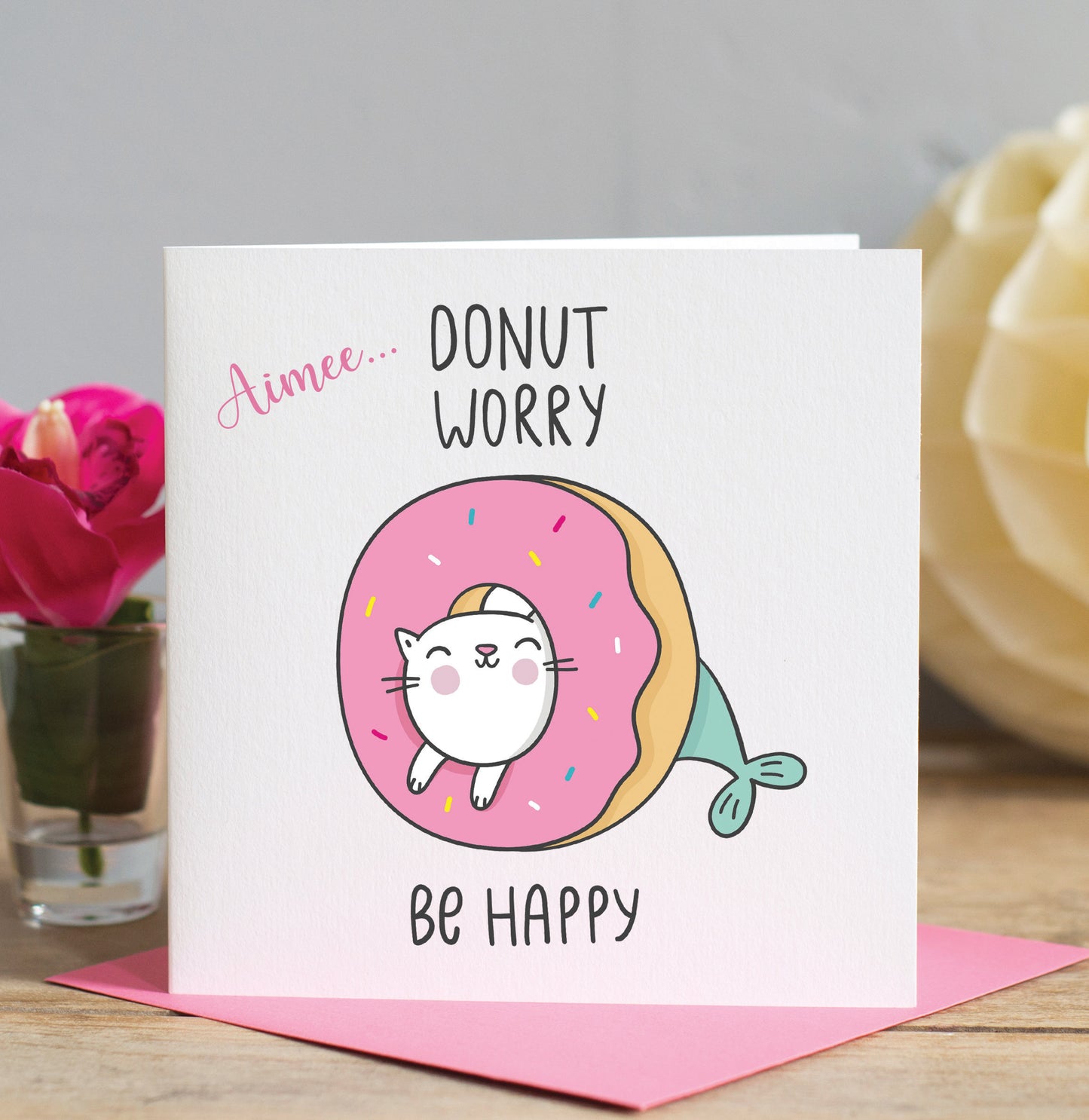 Donut Worry, Be Happy Pun Card