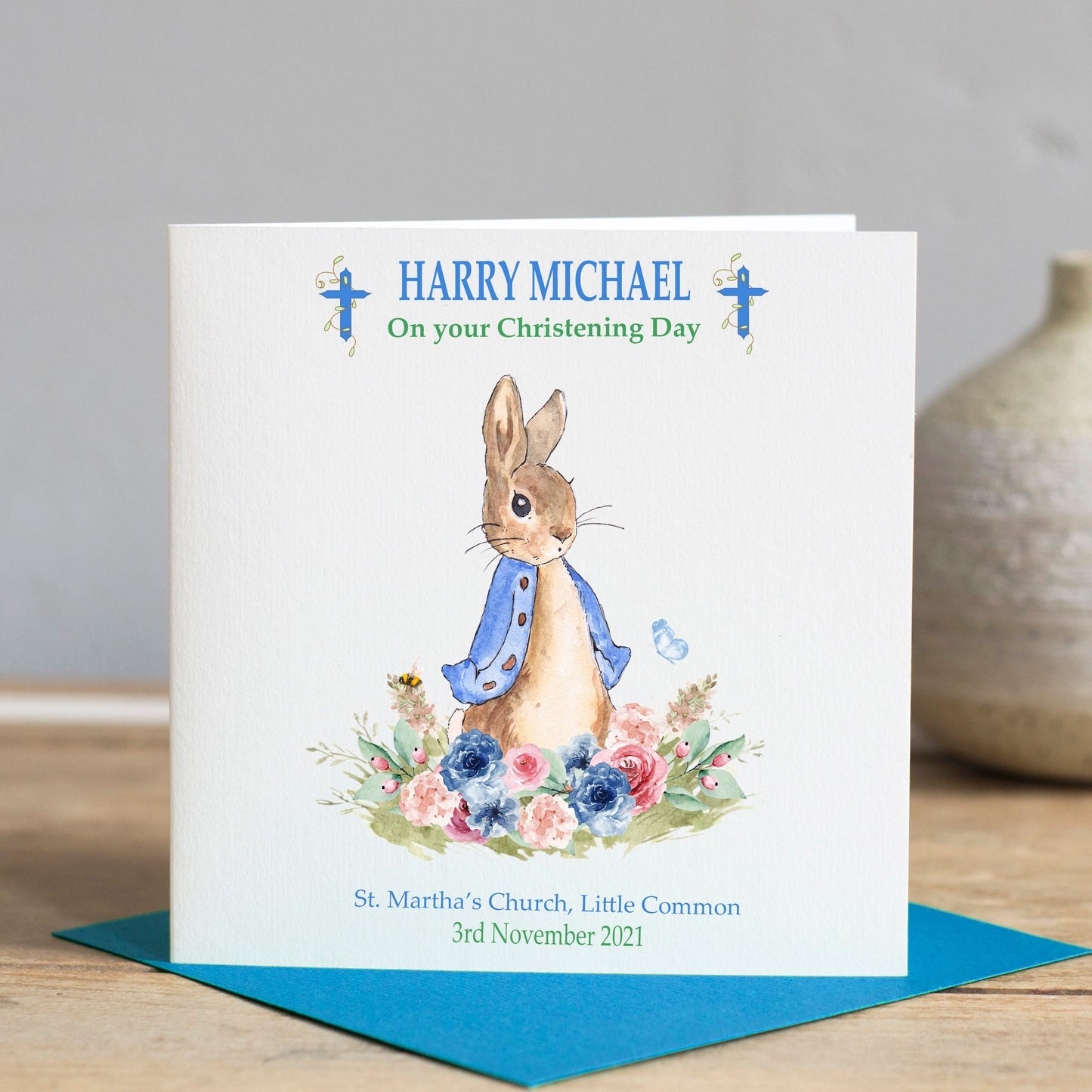 Peter Rabbit Christening Card