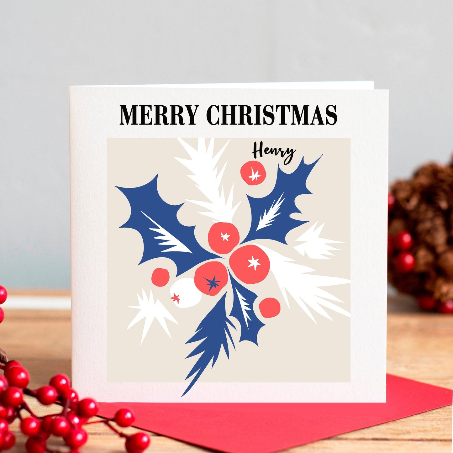 Matisse Inspired Christmas Card, Holly