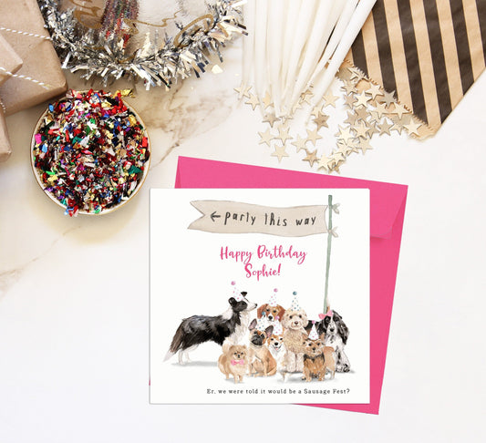 Dog Lover Birthday Card, Funny Party Dogs Birthday Card, Card for Dog Mum, Dog Dad, Funny Dog Card, Cute Dog Birthday Card