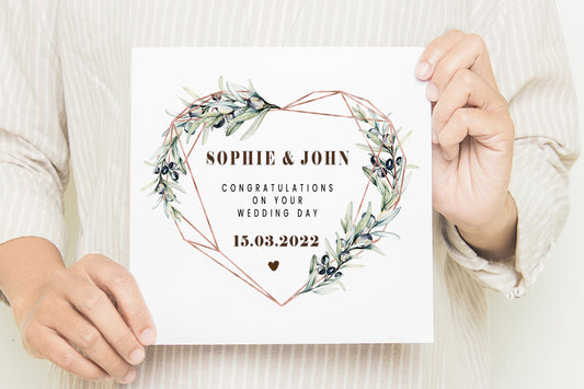 Personalised Wedding Card,  Geometric Heart