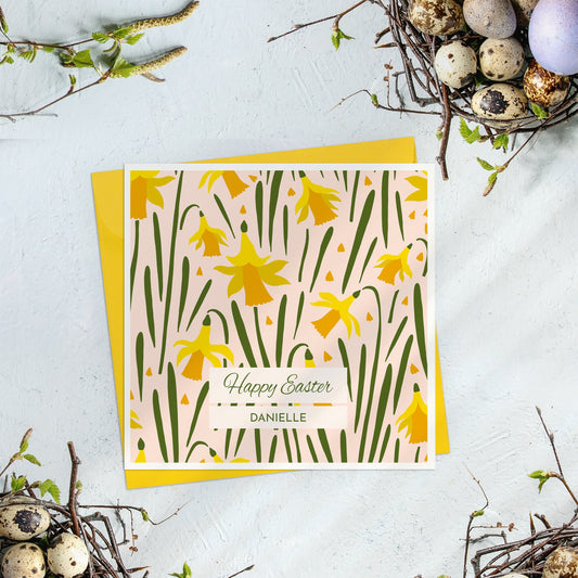 Daffodil Personalised Easter Card, Easter Gift, Easter Card for Friend, Easter card for Niece, Daughter, Granddaughter, Custom Easter Card