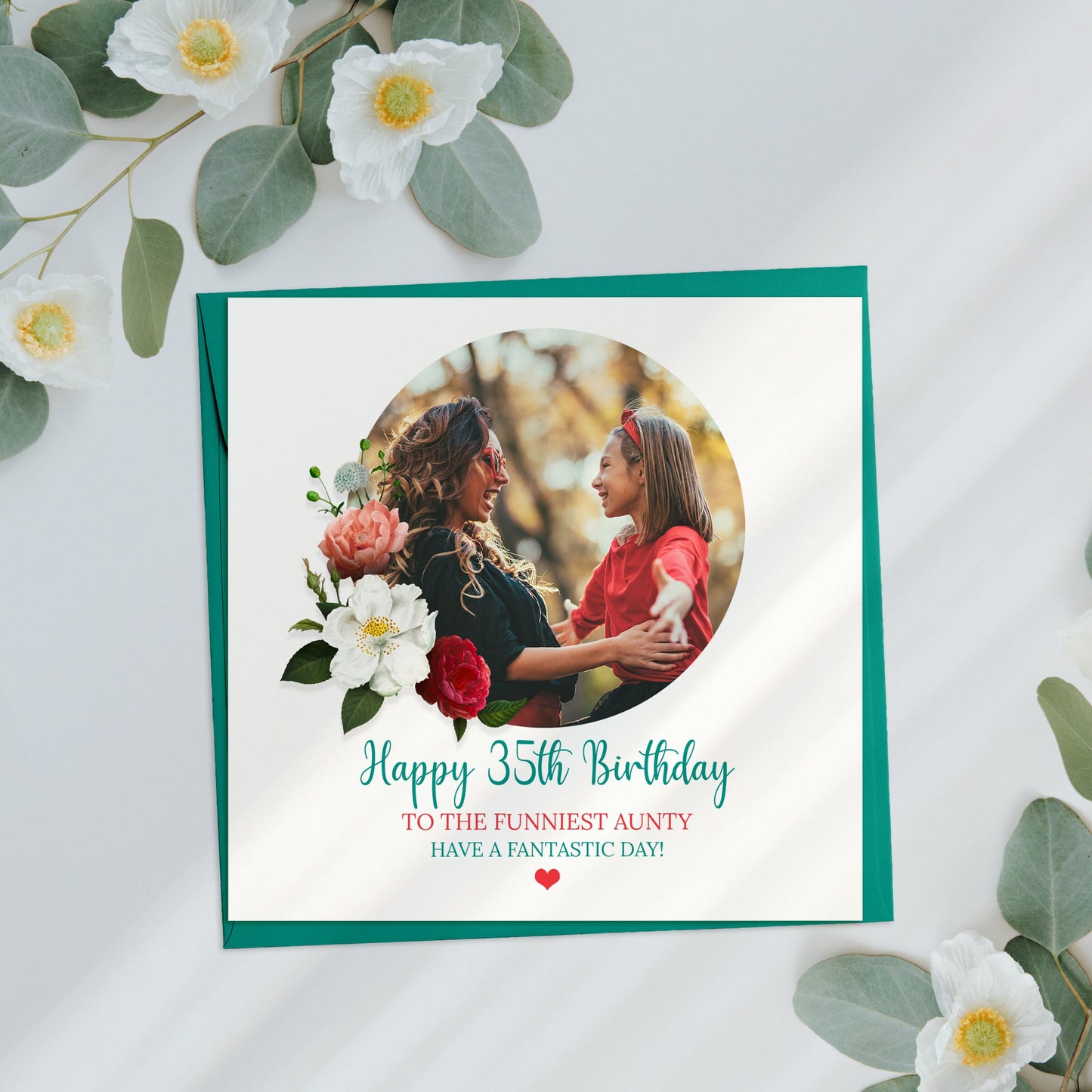 Auntie Birthday Card, Personalised Photo Birthday Card for Auntie, Floral Photo Card, Personalised Aunty Card, to the best Auntie