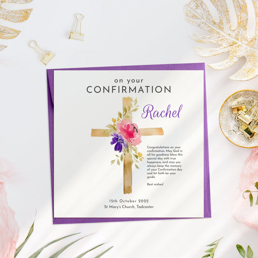 Personalised Confirmation Card for Girls, Confirmation Card for Cousin, Confirmation Card Granddaughter, Confirmation Card for Niece, Sister