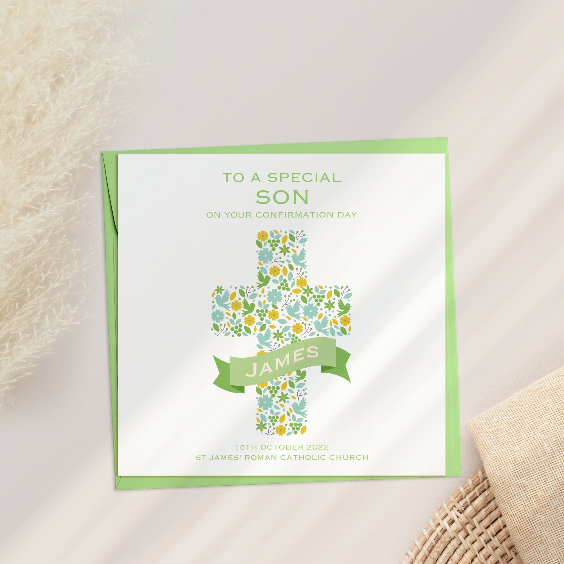 Personalised Confirmation Card for Nephew, Confirmation Card with Cross, Confirmation Day Card for Grandson, Confirmation Card for Son