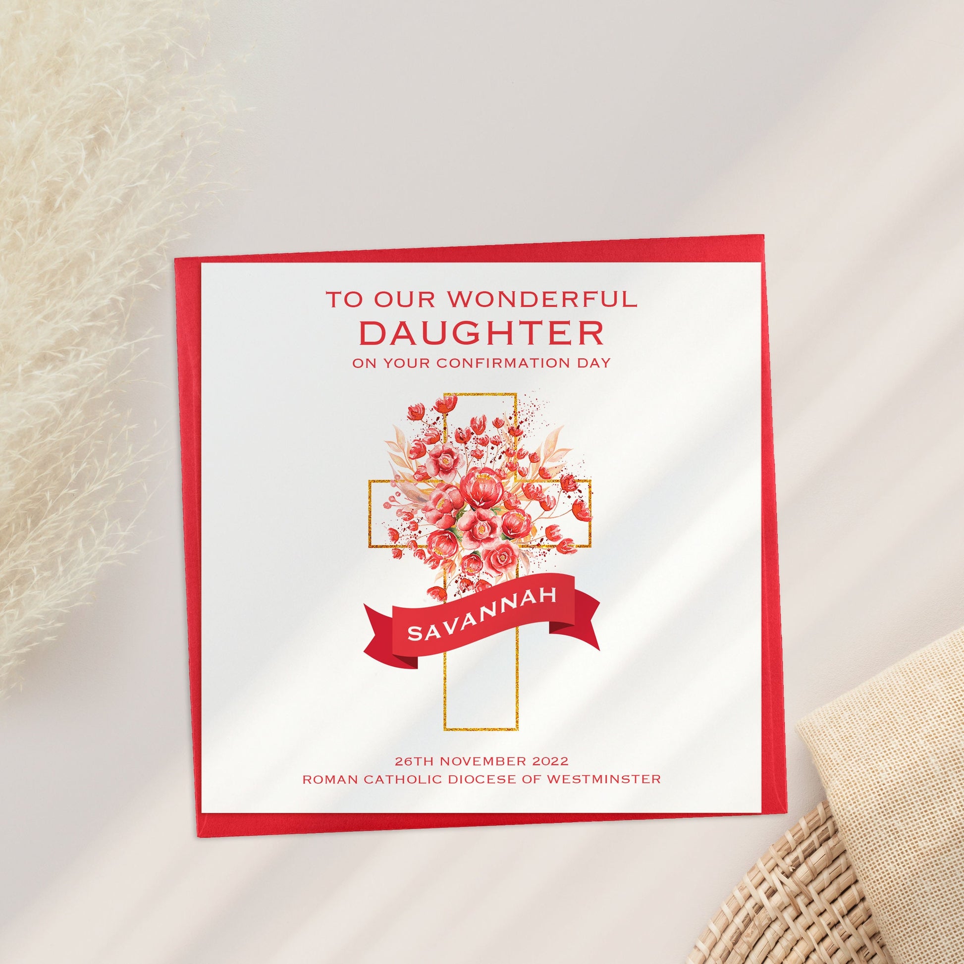 Personalised Confirmation Card for Niece, Confirmation Card with Cross, Confirmation Day Card for Granddaughter, Confirmation Card for Girl