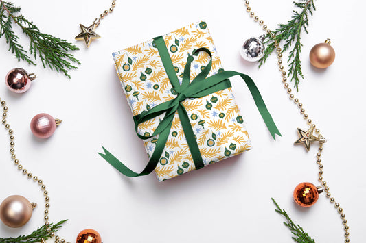 Luxury Henri Matisse Inspired Gift Wrap, Christmas Wrapping Paper, Festive Wrapping Paper, Yellow Green Gift Wrapping Paper, Xmas gift paper