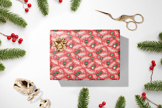 Luxury Henri Matisse Inspired Gift Wrap, Christmas Wrapping Paper, Festive Wrapping Paper, Red and Green Gift Wrapping Paper