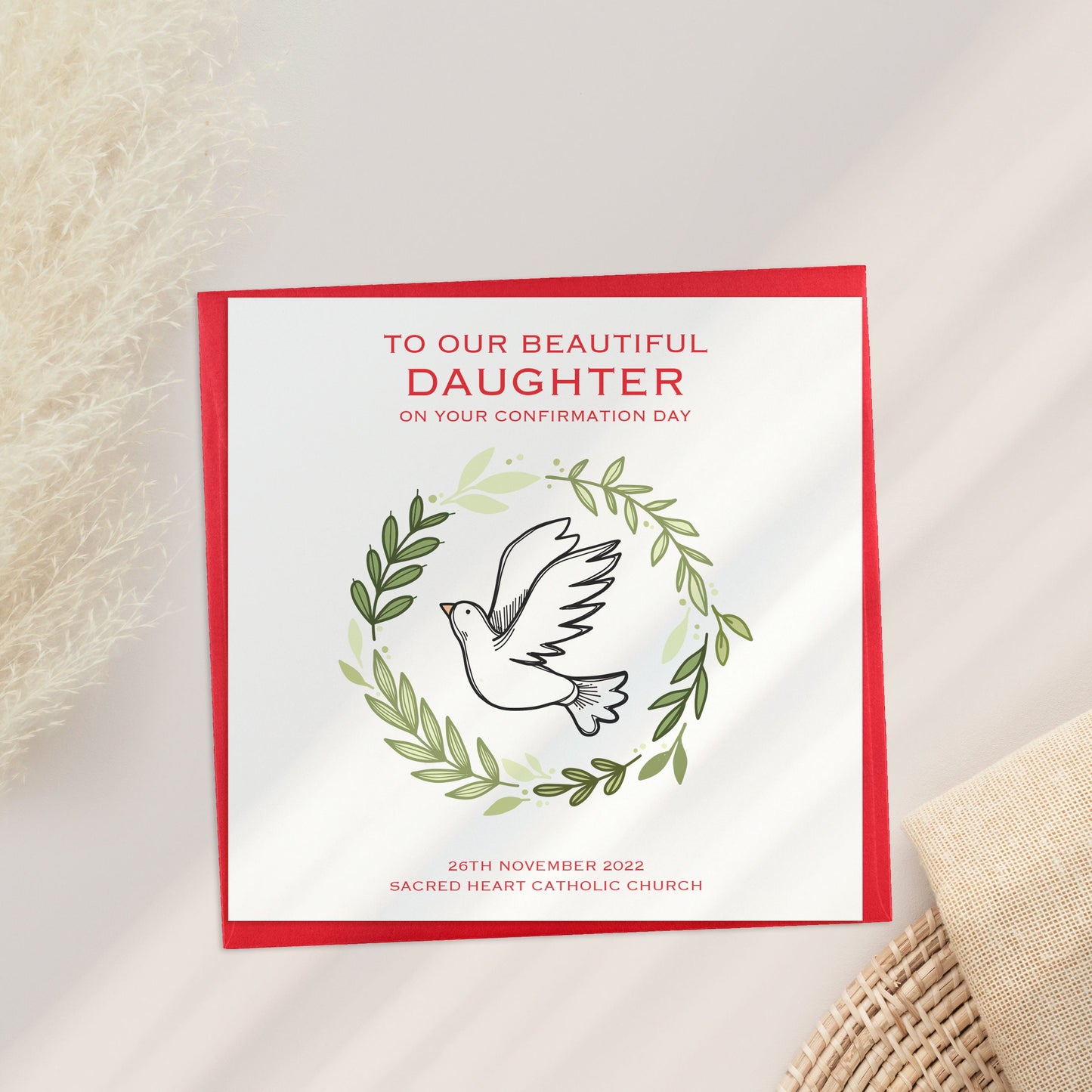Confirmation Day Card for Granddaughter, Personalised Confirmation Card for Niece, Confirmation Card with Dove, Confirmation Card for Girl