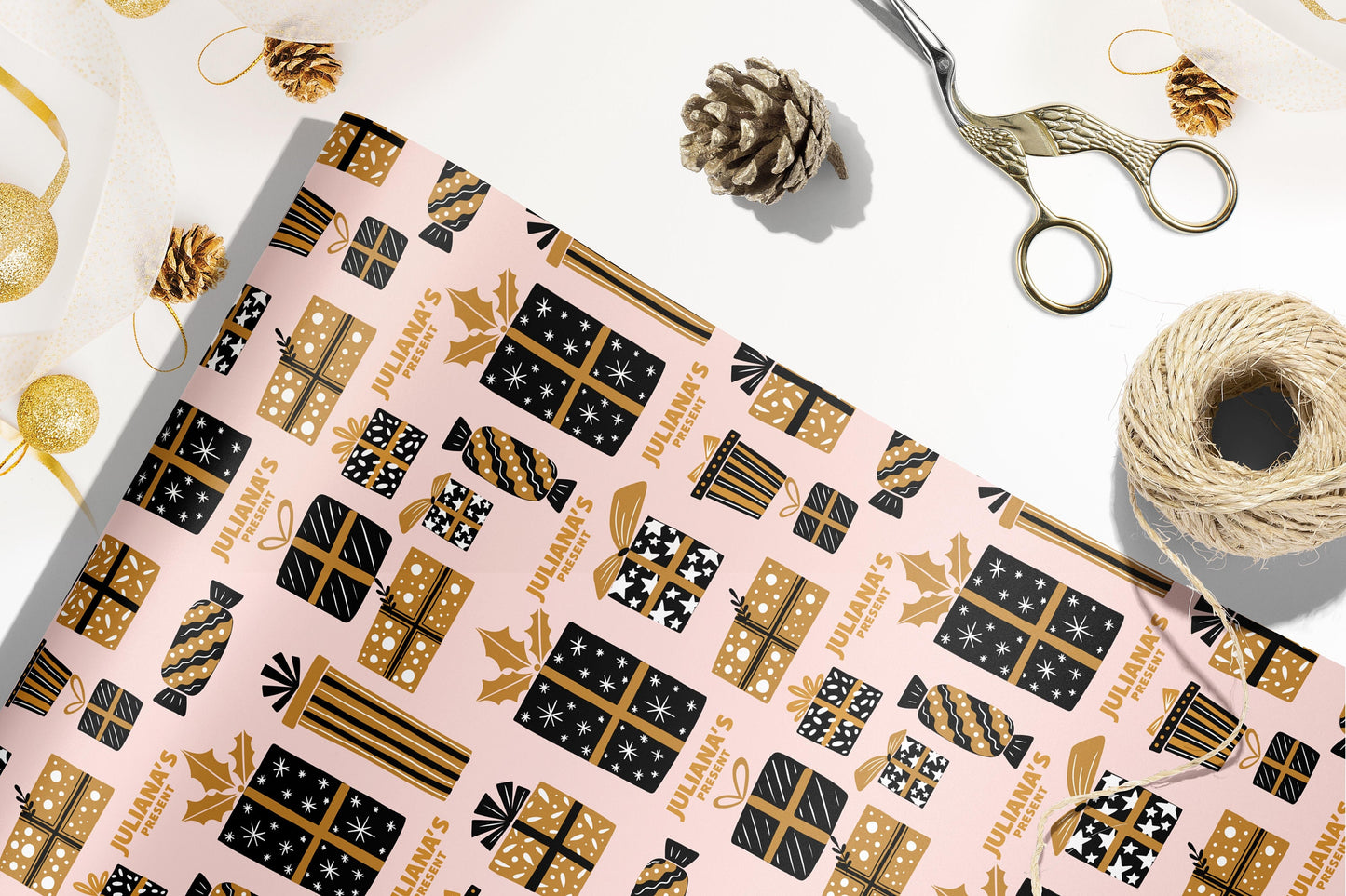 Personalised Christmas Wrapping Paper, Luxury Gift Wrap, Festive Wrapping Paper, Gift Wrapping, Wrapping paper with name, Christmas Paper