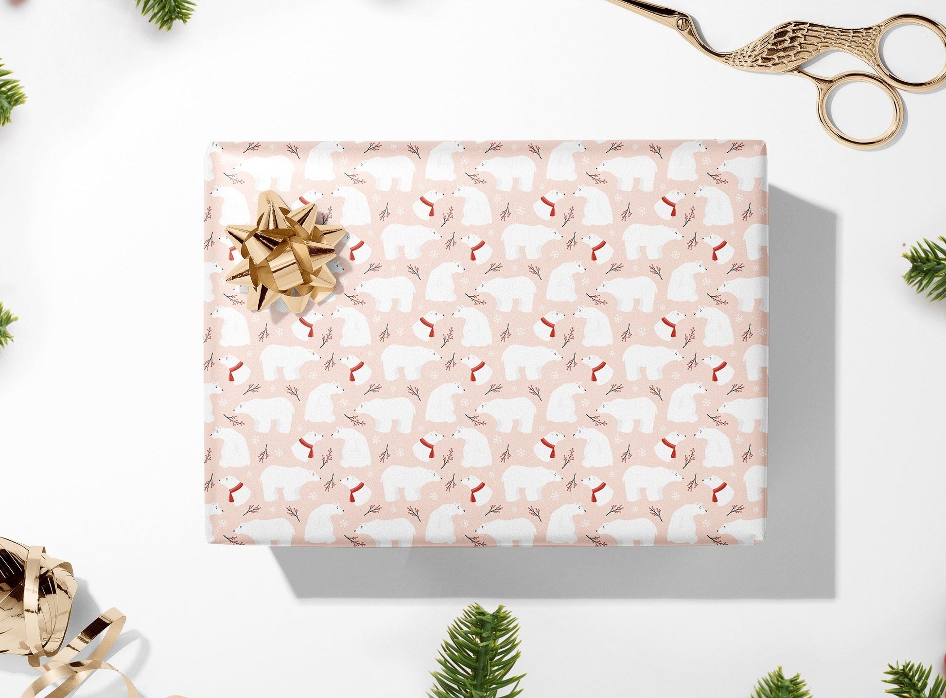 Personalised Polar Bear Christmas Wrapping Paper, Luxury Gift Wrap, Festive Wrapping Paper, Gift Wrapping, Wrapping paper with name