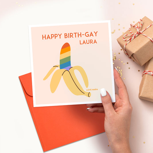 Rainbow Birth-Gay Card, Happy Birthday Queen Birthday card, LGBT birthday card,  Birthgay Card, Colourful Rainbow Birthday Card