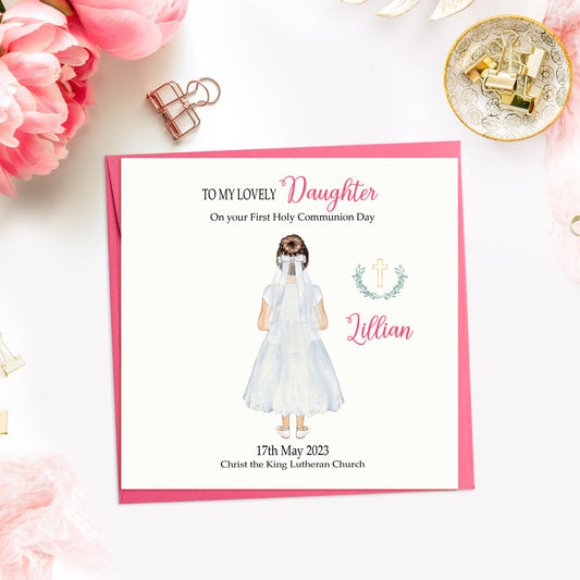 Daughter First Holy Communion Card, Personalised Girls 1st Holy Communion Card, Handmade Holy Communion Card