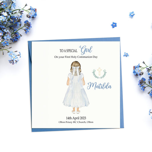 Special Girl First Holy Communion Card, Personalised 1st Holy Communion Card for Girl, Handmade Girl's Holy Communion Card