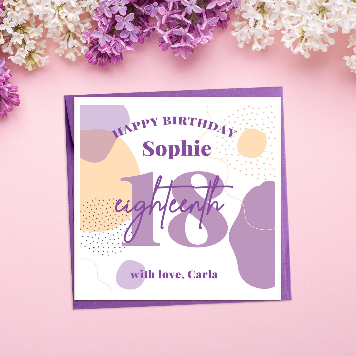 Personalised 18th Birthday Card, Modern 18th birthday cards, 18th birthday card for her, Minimalist birthday card, Personalised 18 Card