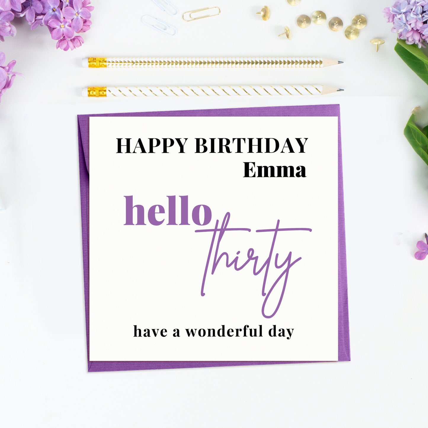 Hello Thirty 30th Birthday Card, Personalised 30 Birthday Card, Hello Thirty Best Friend Birthday Card, Daughter, Niece 30th Birthday Card